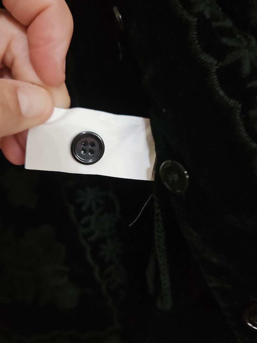 Zara Black Velvet Floral Embroidered Coat - Picture 3 of 6